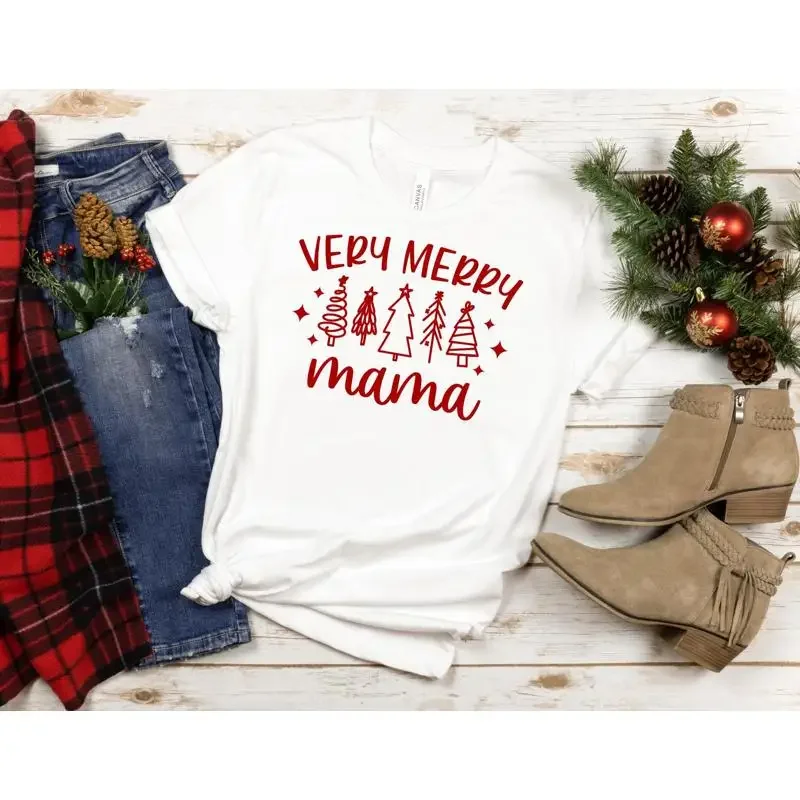 Family Tree Print - Very Merry Matching Family Christmas T-Shirt
