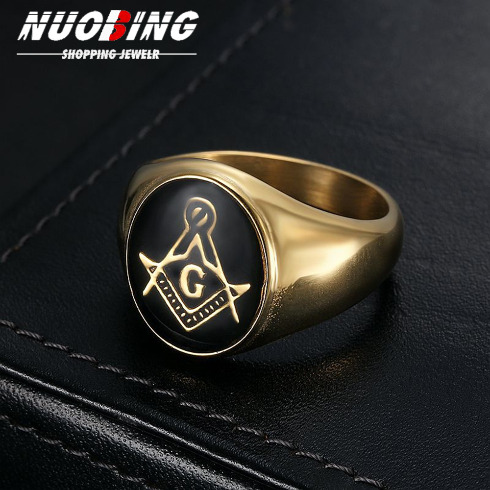Initial Ring Custom - Männer Vintage 316L Edelstahl Rundheit Freimaurer