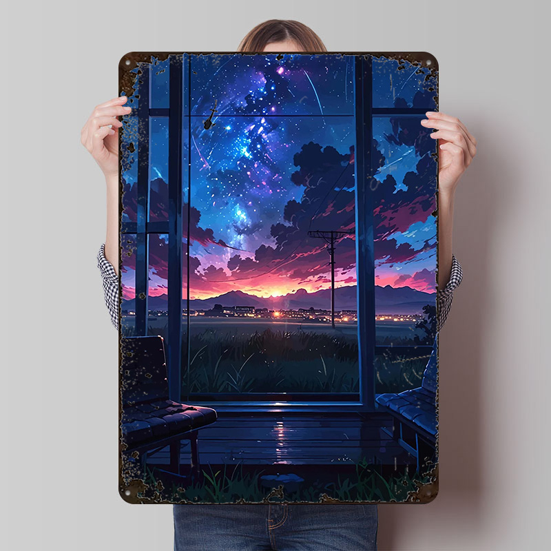 Custom Night Sky - Anime Fensterblick auf Sternenhimmel Druckposter Maßgefertigte