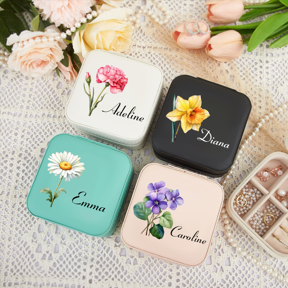 Personalized Name Box - Personalisierte Namens-Schmuckbox, Individuelle Geburtstags-Blumen-Schmuckaufbewahrungsbox, Brautjungfern-Geschenk Geburtstagsgeschenk