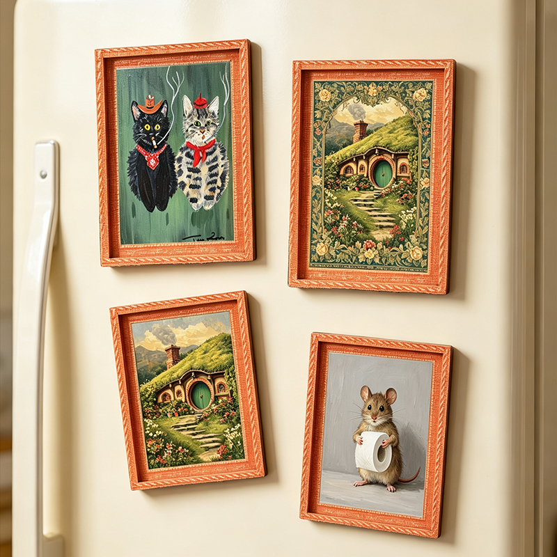 Engraved Wood Frame - Holz-Kühlschrankmagnet Fotorahmen Mini Niedlicher Kreativer Dekorativer