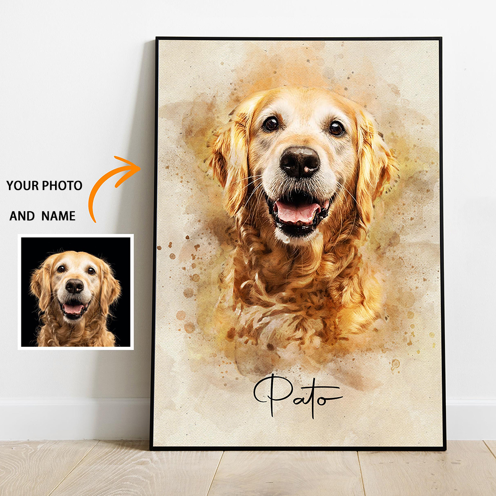 Pet Portrait Custom - Personalisierte Haustier-Porträts Foto Name Benutzerdefiniertes Hunde-