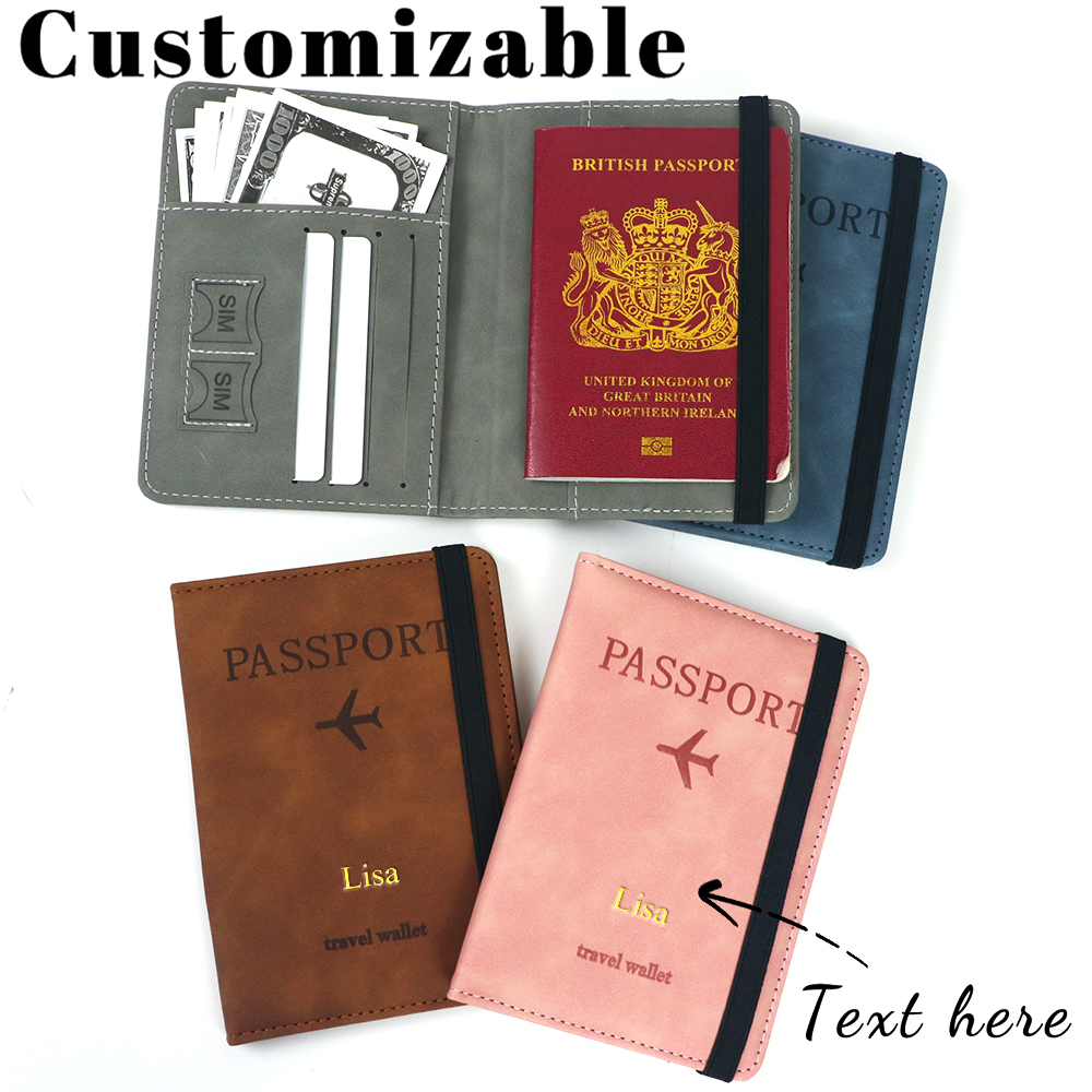 Personalized Name Box - Personalisiertes PU-Leder Kartenetui Passhalter RFID-Passhülle Reisebrieftasche