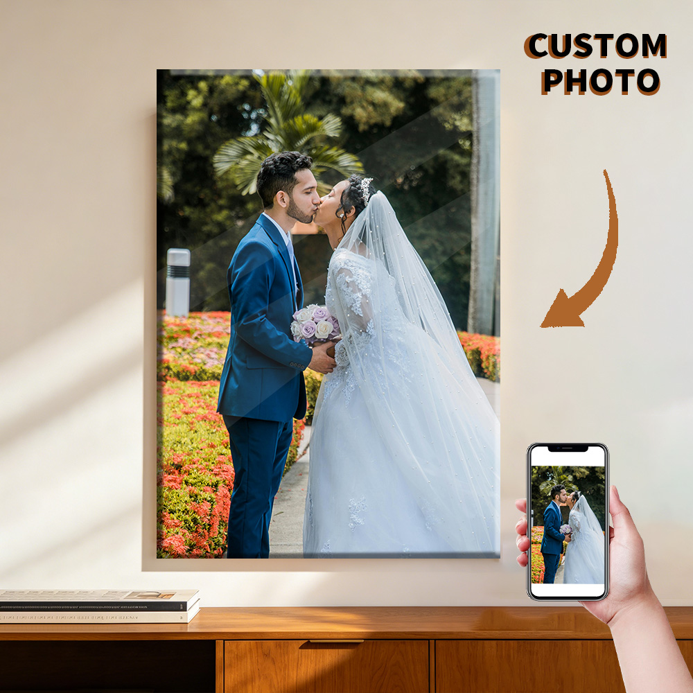 Engraved Wood Frame - 1 Stück personalisierte Fotos auf Leinwand