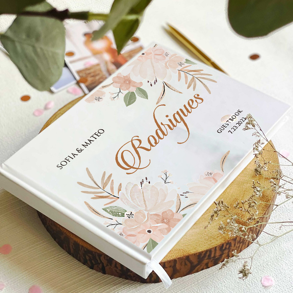 Custom Photo Book - Benutzerdefinierte Hochzeit weiß Gästebuch Aquarell grün