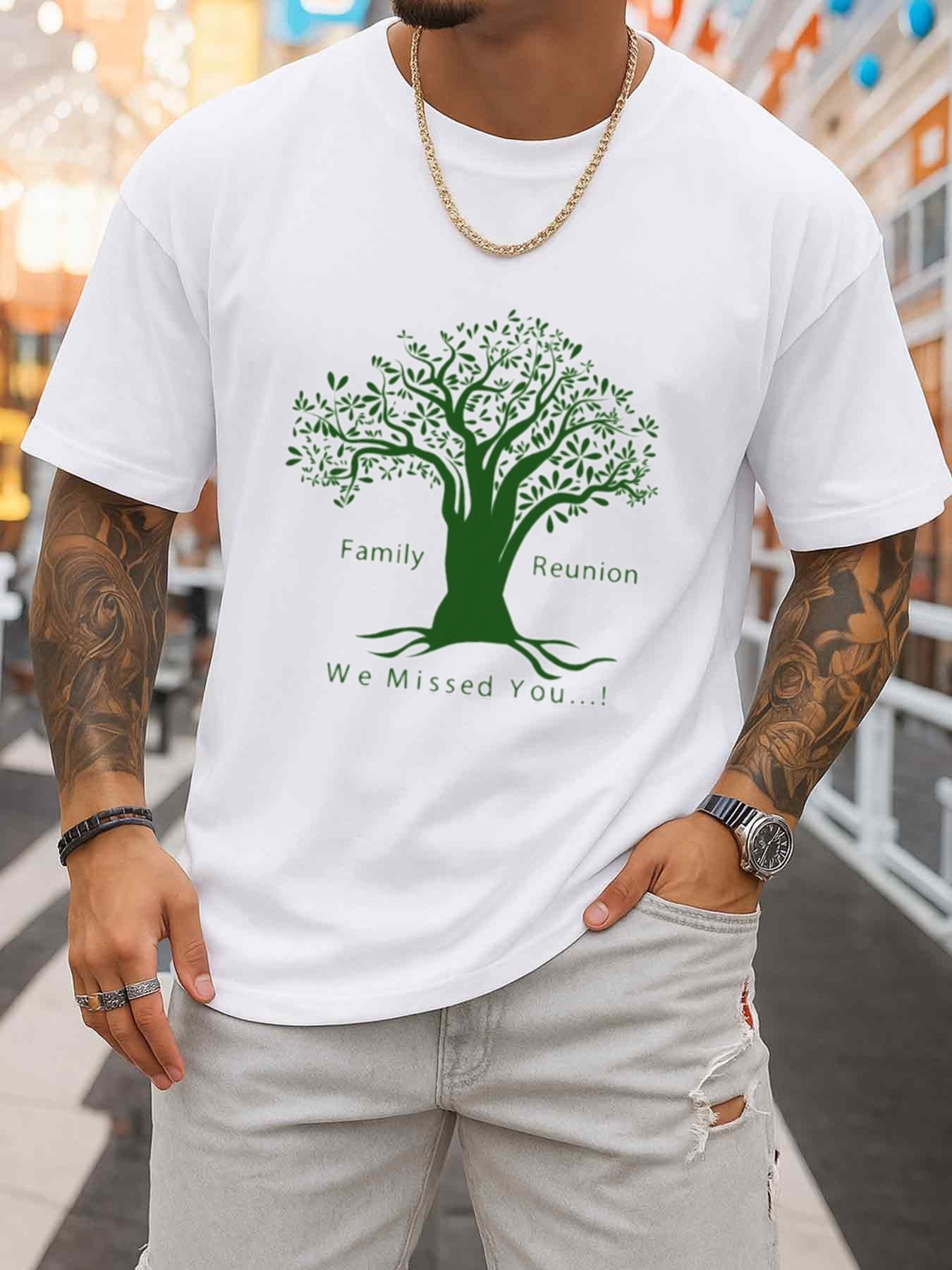 Family Tree Print - Family Gathering Tree Pattern Herren-T-Shirt mit