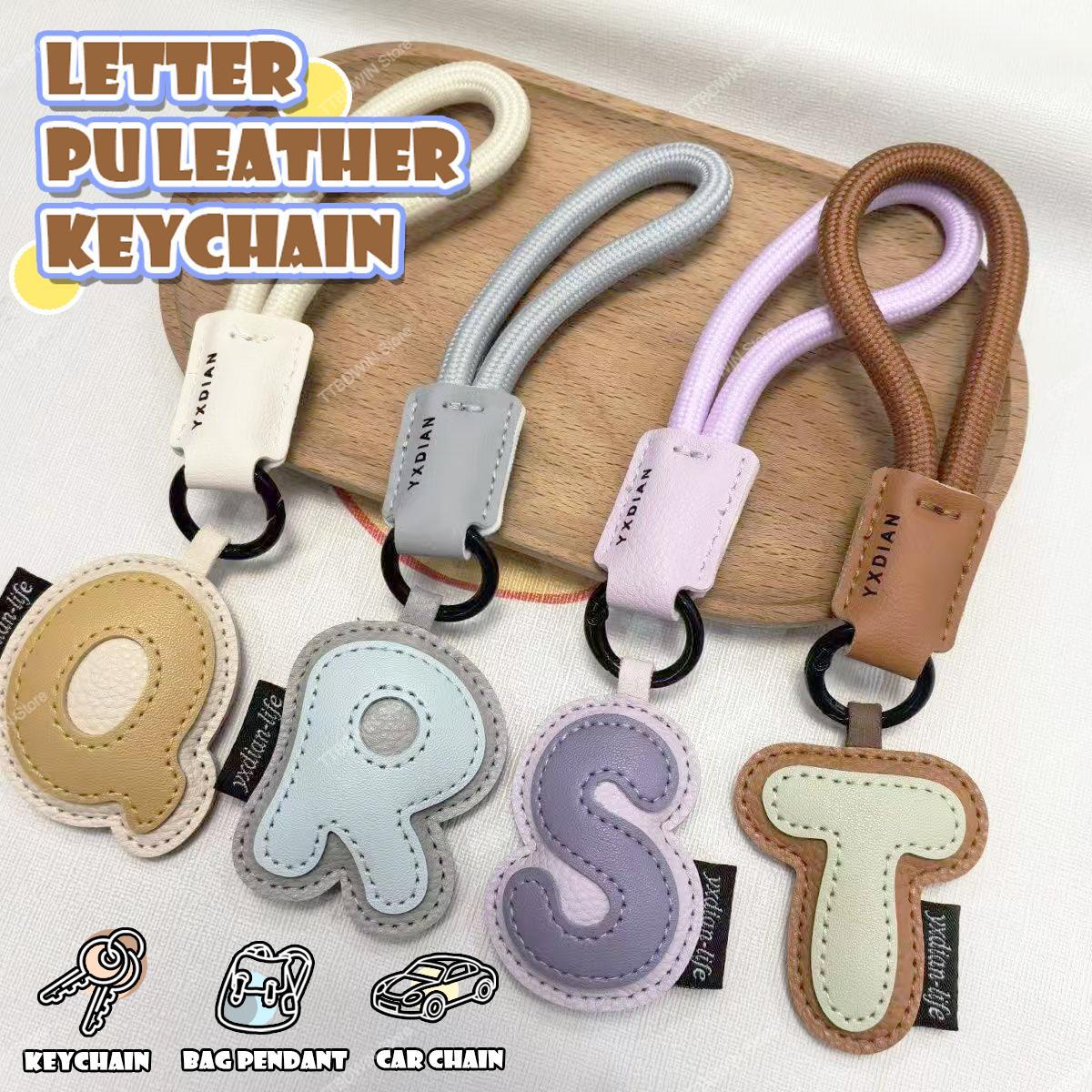 Monogram Keychain Leather - 26 Alphabet PU-Leder Schlüsselanhänger Modische Koreanische