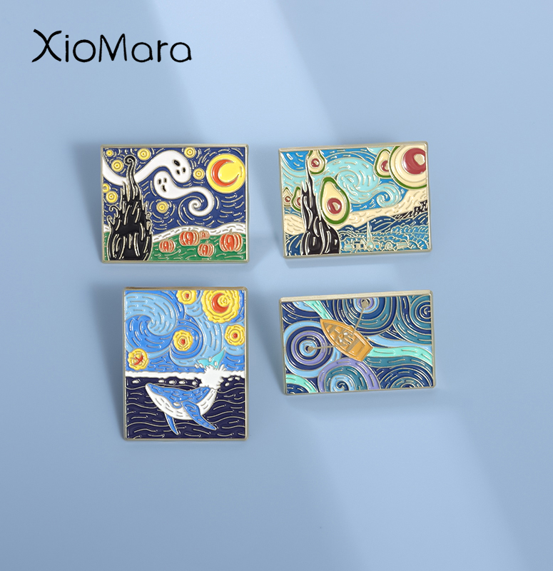 Custom Night Sky - Abstrakte Ölgemälde Emaille Pins benutzer definierte