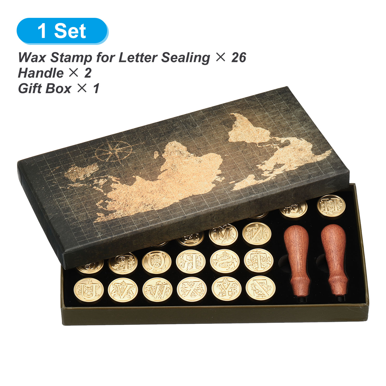 Wax Seal Letter Kit - Alphabet-Wachssiegel-Stempelset, 26 Buchstaben A-Z Siegelwachsstempel mit