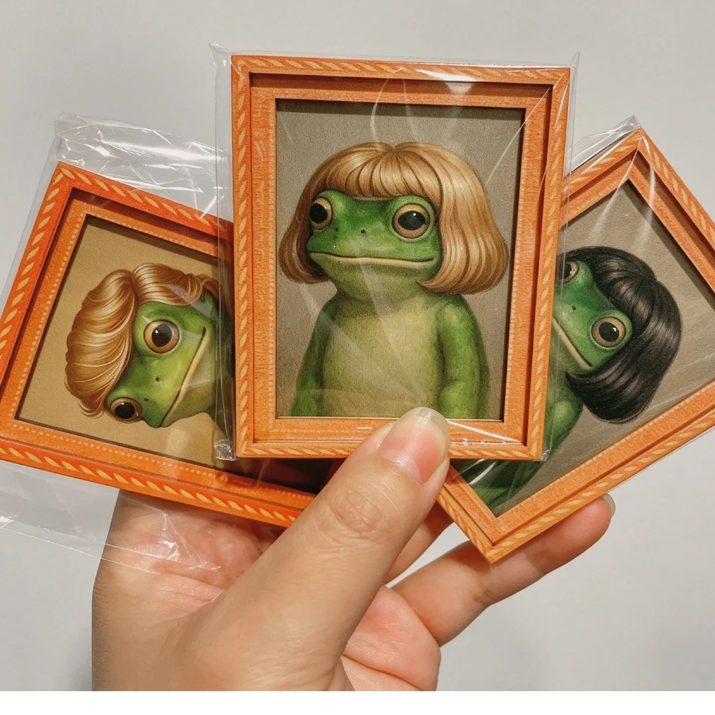 Engraved Wood Frame - Mini Holz-Bilderrahmen Frosch-Kühlschrankmagnet Lustiger Grüner Frosch