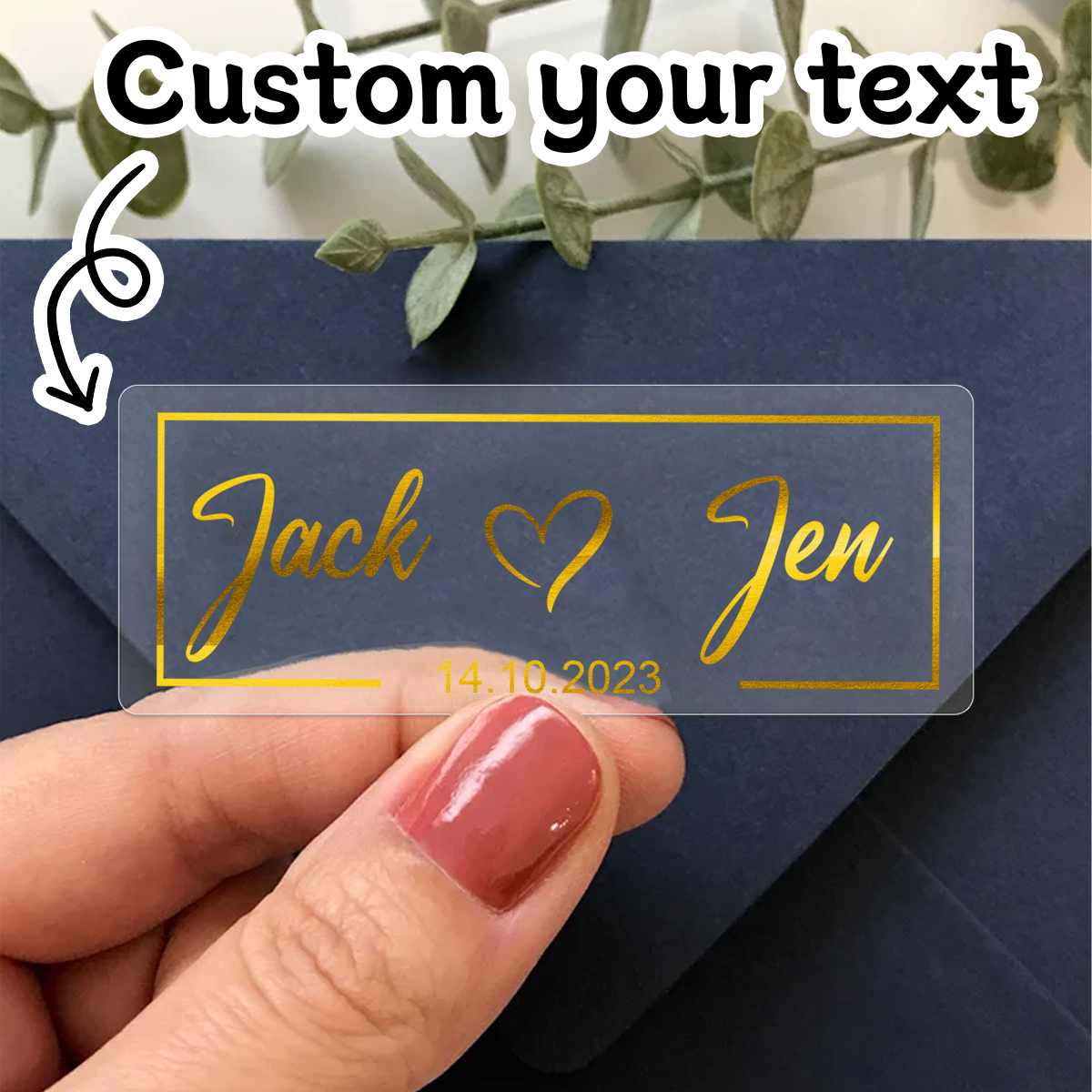 Personalised Candle Label - 30-240 Stück Benutzerdefinierte Goldprägung Rechteckige Hochzeitsaufkleber,