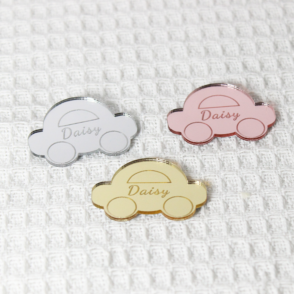 Personalized Name Box - 20/30/50 Stück personalisierte Acryl-Baby-Tags, individuelle Auto-Süßigkeitsschachtel-Tags,
