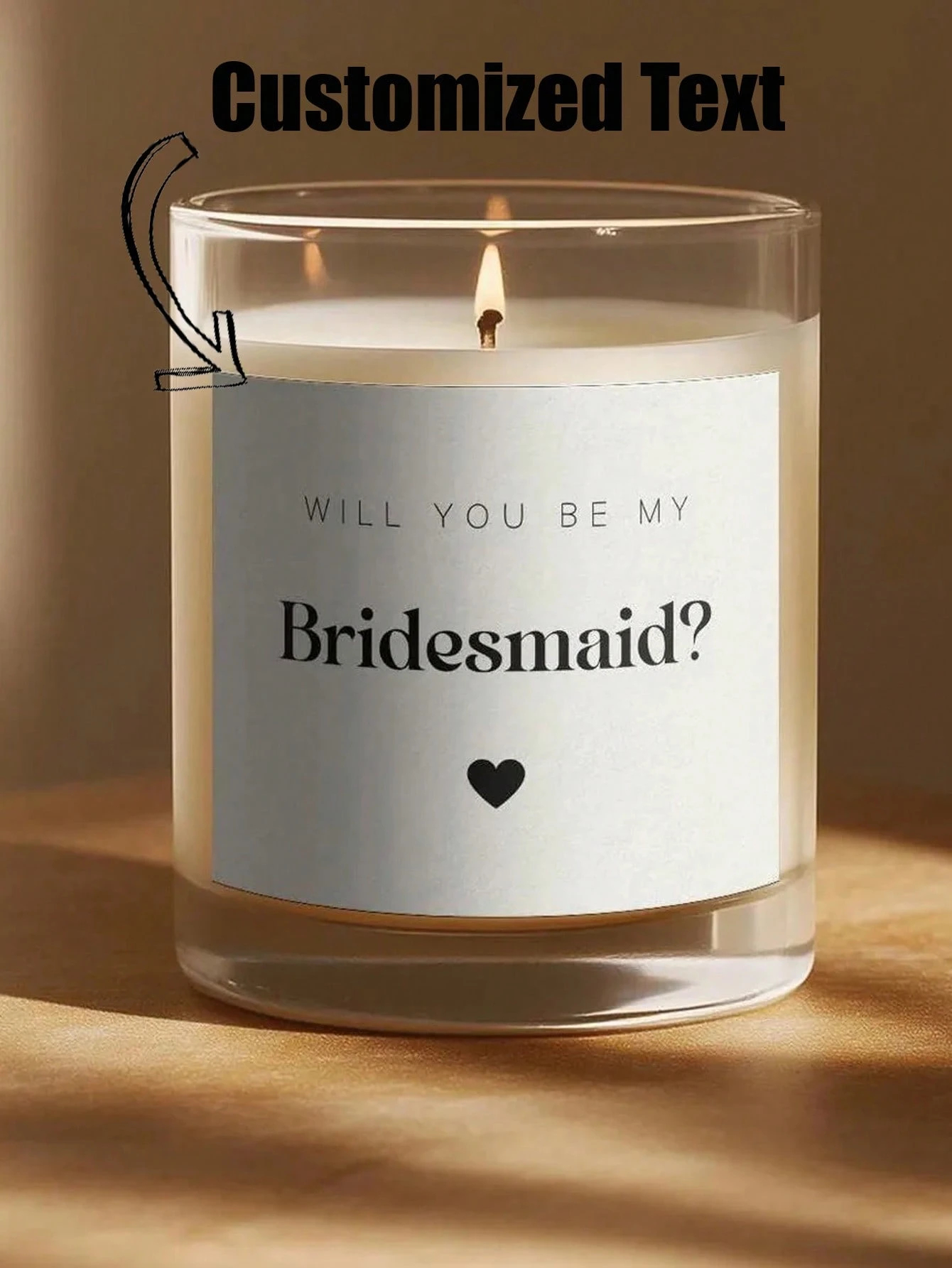 Personalised Candle Label - Benutzerdefiniertes Kerzenetikett „Willst du meine Brautjungfer