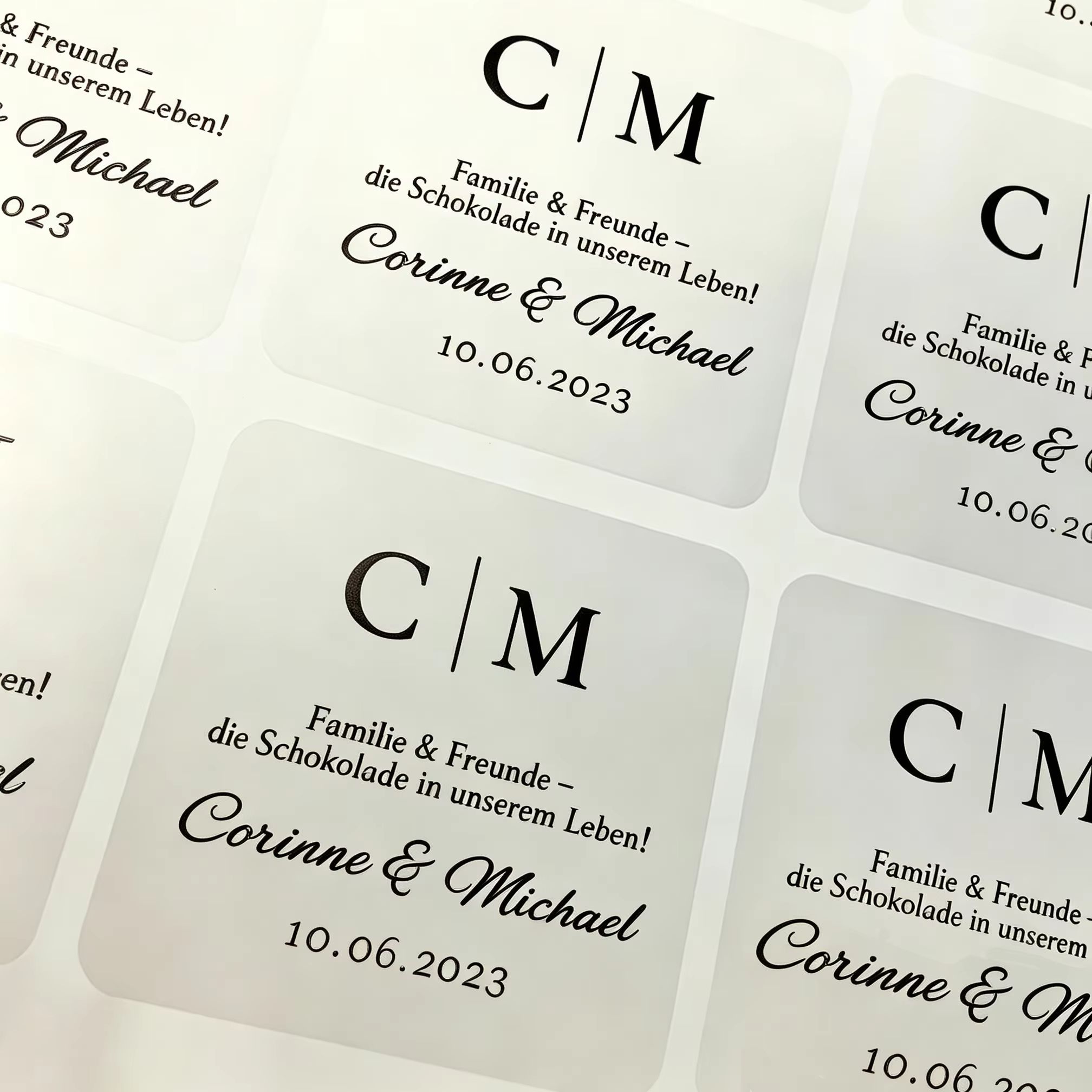 Personalised Candle Label - 100 Blatt personalisierte Hochzeitsaufkleber, transparente Aufkleber,