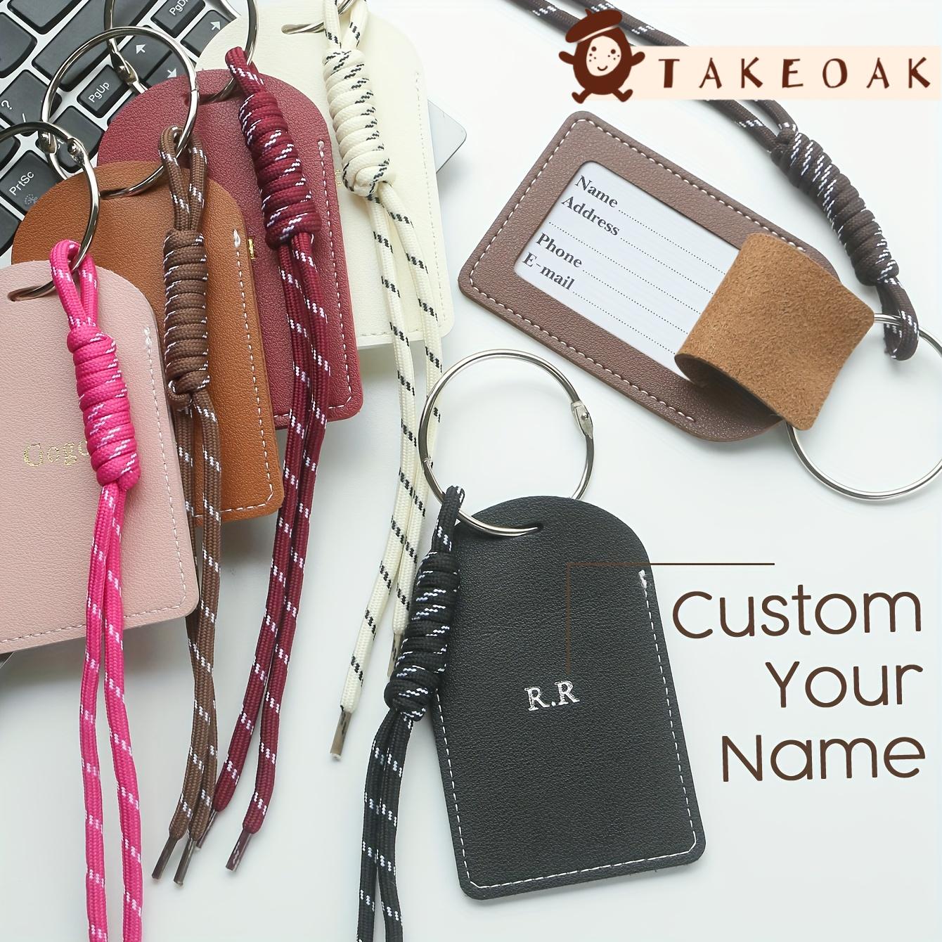 Initial Ring Custom - Personalisierter Leder-Gepäckanhänger mit Doppel-Initialen, Geflochtenes Seilband,