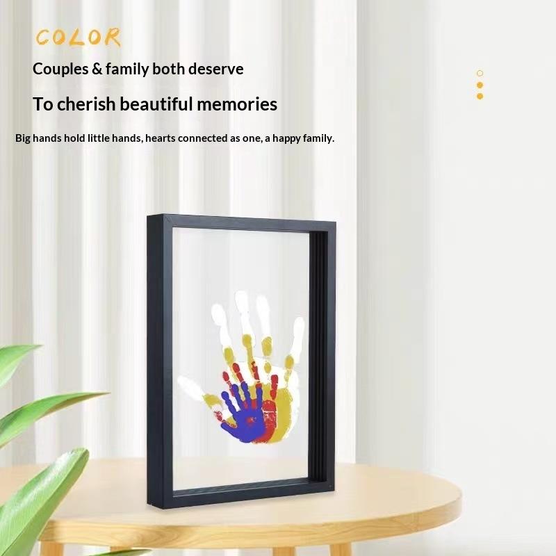 Engraved Wood Frame - Neues 1er-Set Familien-Handabdruck-Fotorahmen DIY Holzrahmen-Set mit