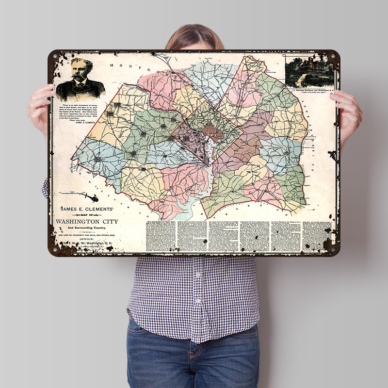 Custom Map Poster - Karte der Stadt Washington, gedrucktes Poster,