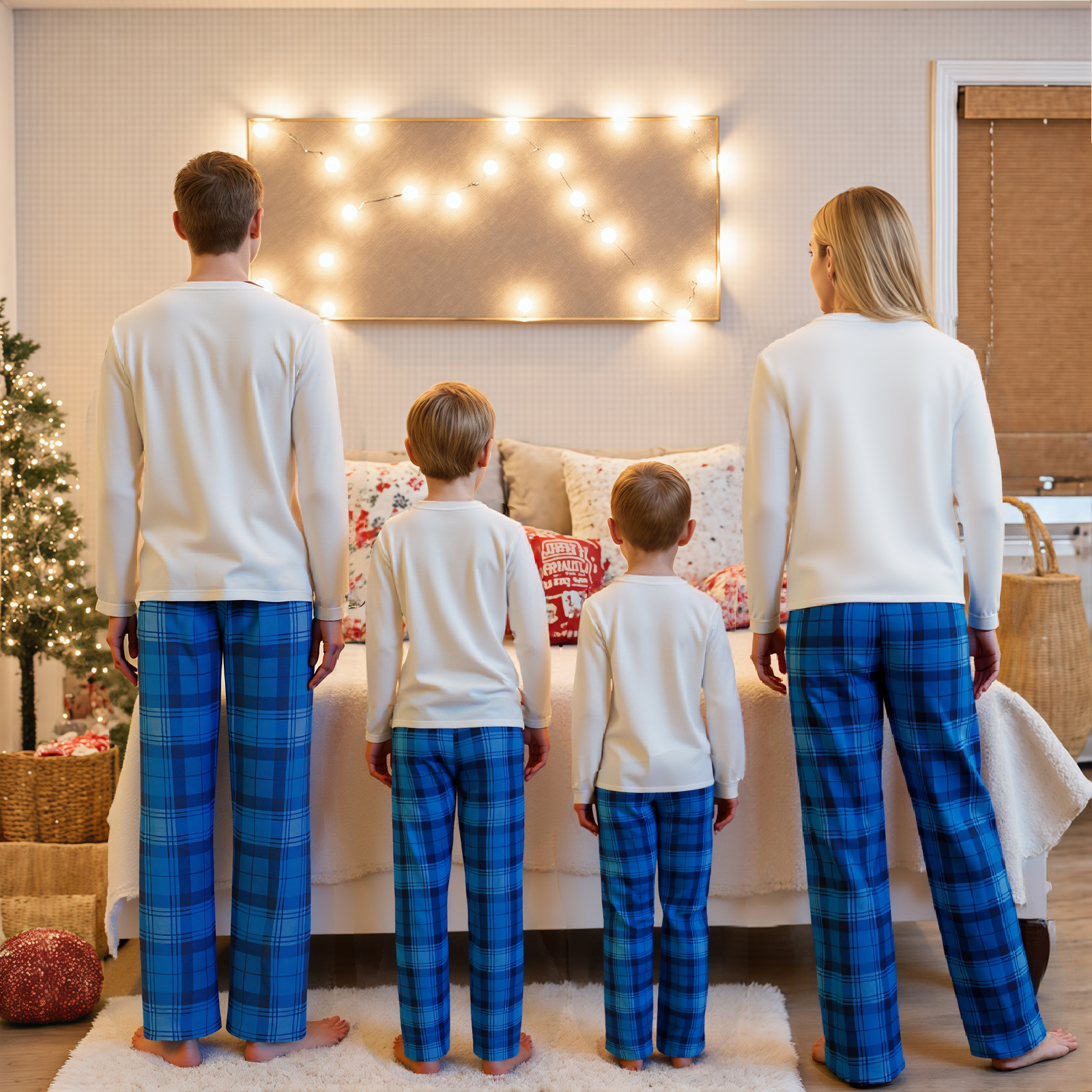 Family Tree Print - Passende Weihnachtspyjamas für die Familie, langärmlige