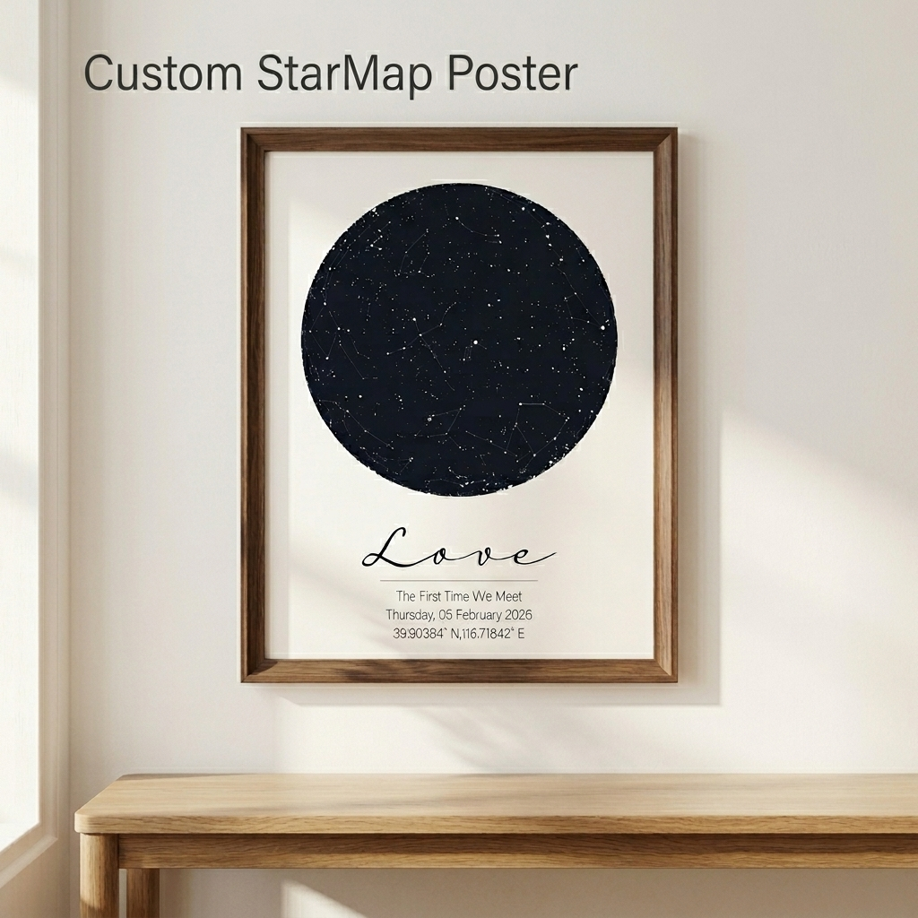 Custom Star Map - Personalisierter Sternenkarten-Druck, individuelles Nachthimmel-Leinwandgemälde, romantisches Jubiläumsgeschenk,