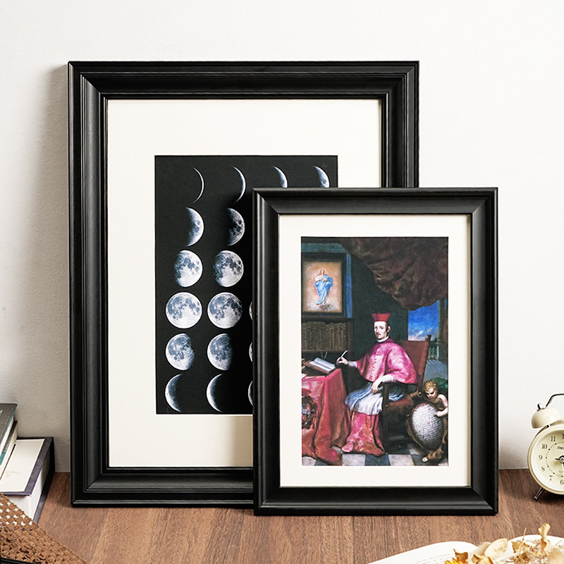 Engraved Wood Frame - Vintage Schwarzer Massivholz-Bilderrahmen in Verschiedenen Größen