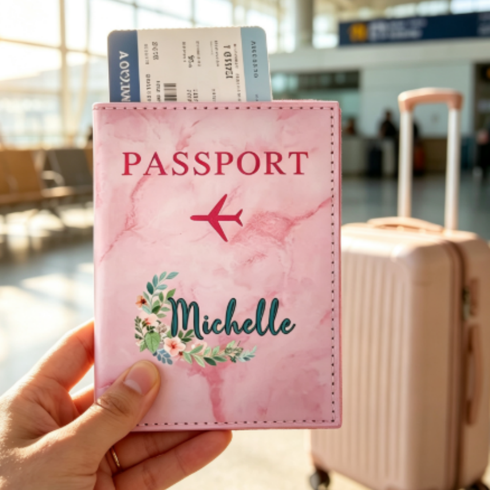 Personalized Name Box - Personalisierter Reisepasshalter aus Kunstleder mit individuellem