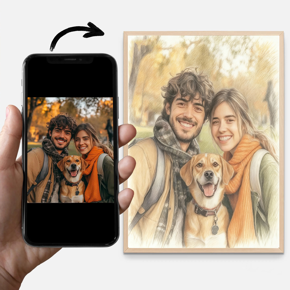 Pet Portrait Custom - Personalisiertes, individuelles Leinwanddruck-Poster im Buntstift-Stil für