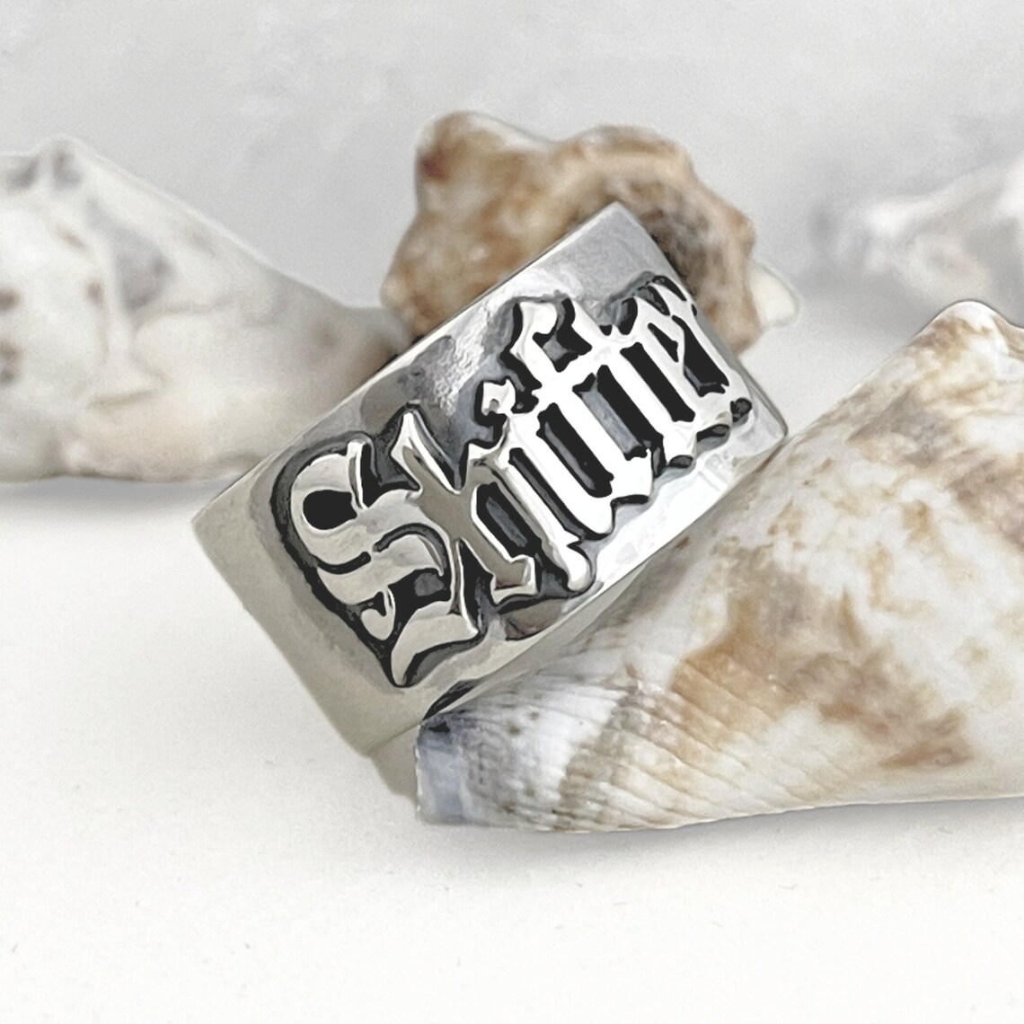 Initial Ring Custom - 12MM Herren Gothic Ringe personalisierte alte