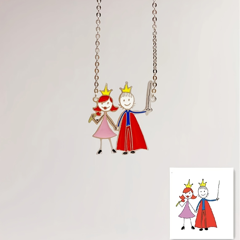 Name Necklace Custom - Kinder-Zeichnungsanhänger als Souvenir-Schmuck für Mama und