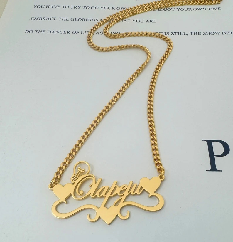 Hand gefertigte goldene Farbe  – Name Necklace Custom Bewertung und Preis