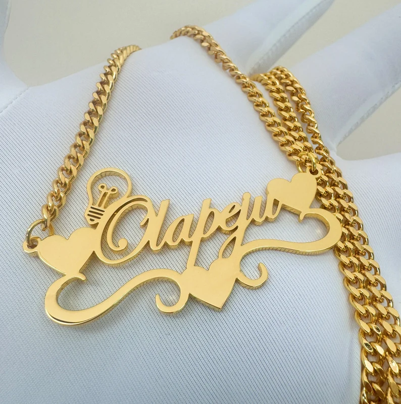 Hand gefertigte goldene Farbe  – Name Necklace Custom Bewertung und Preis