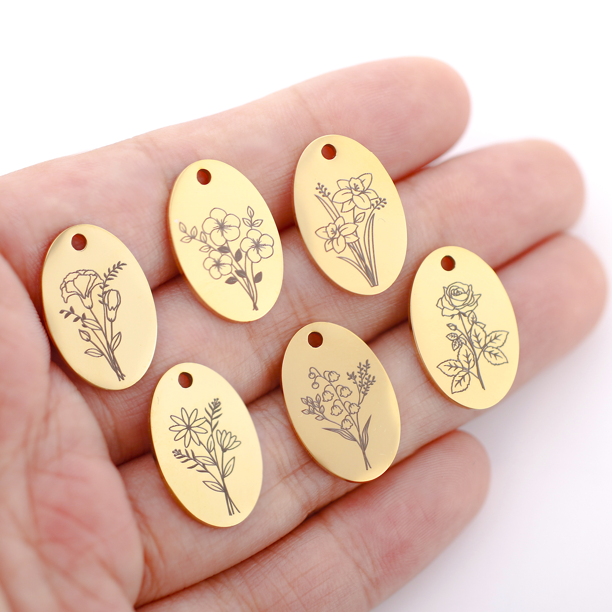 5 Stück ovale Geburts monat Bl – Birth Flower Necklace Bewertung und Preis