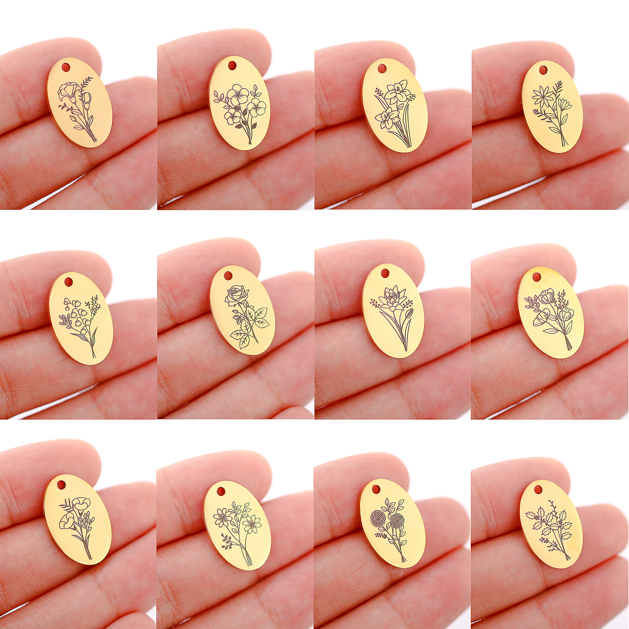 5 Stück ovale Geburts monat Bl – Birth Flower Necklace Bewertung und Preis