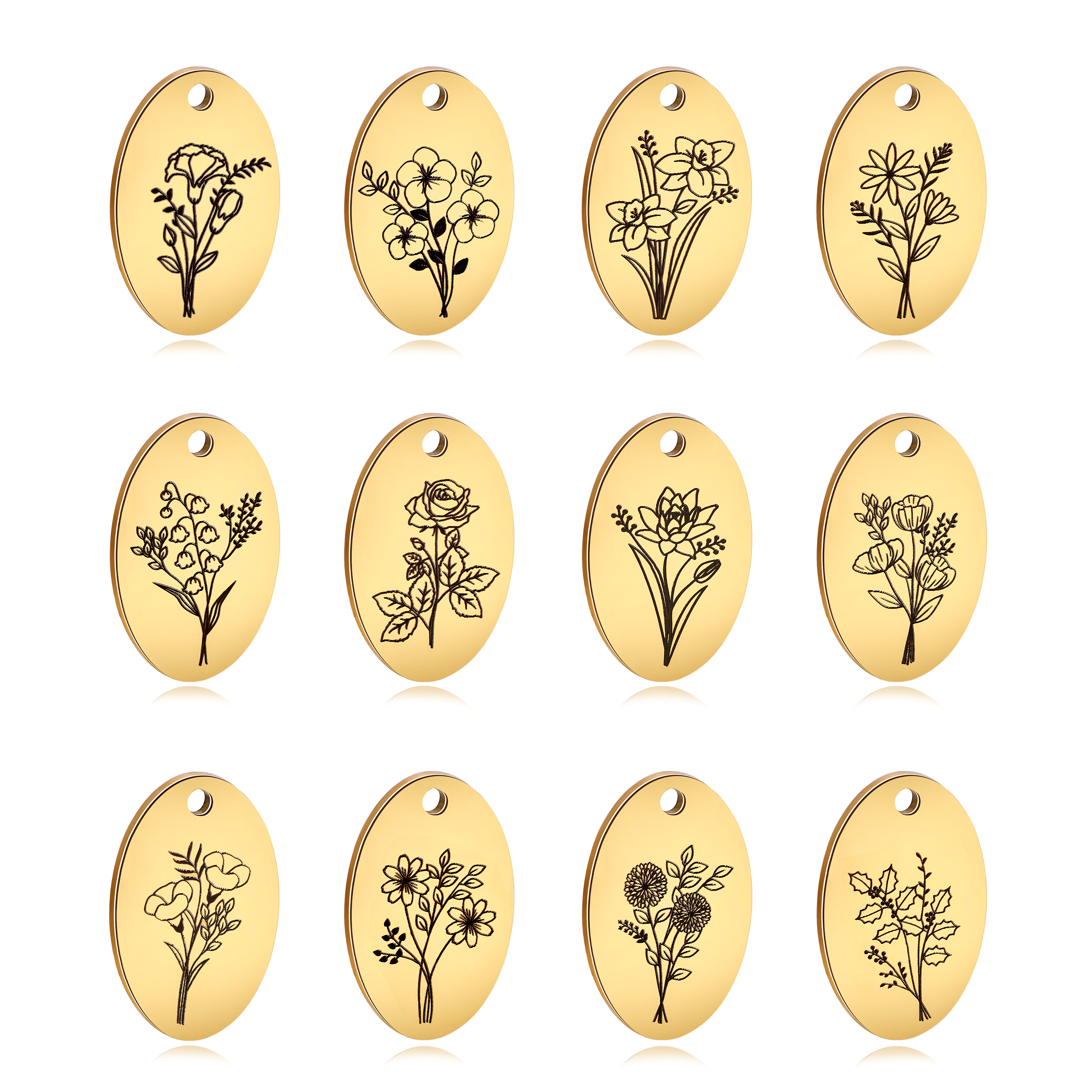 5 Stück ovale Geburts monat Bl – Birth Flower Necklace Bewertung und Preis