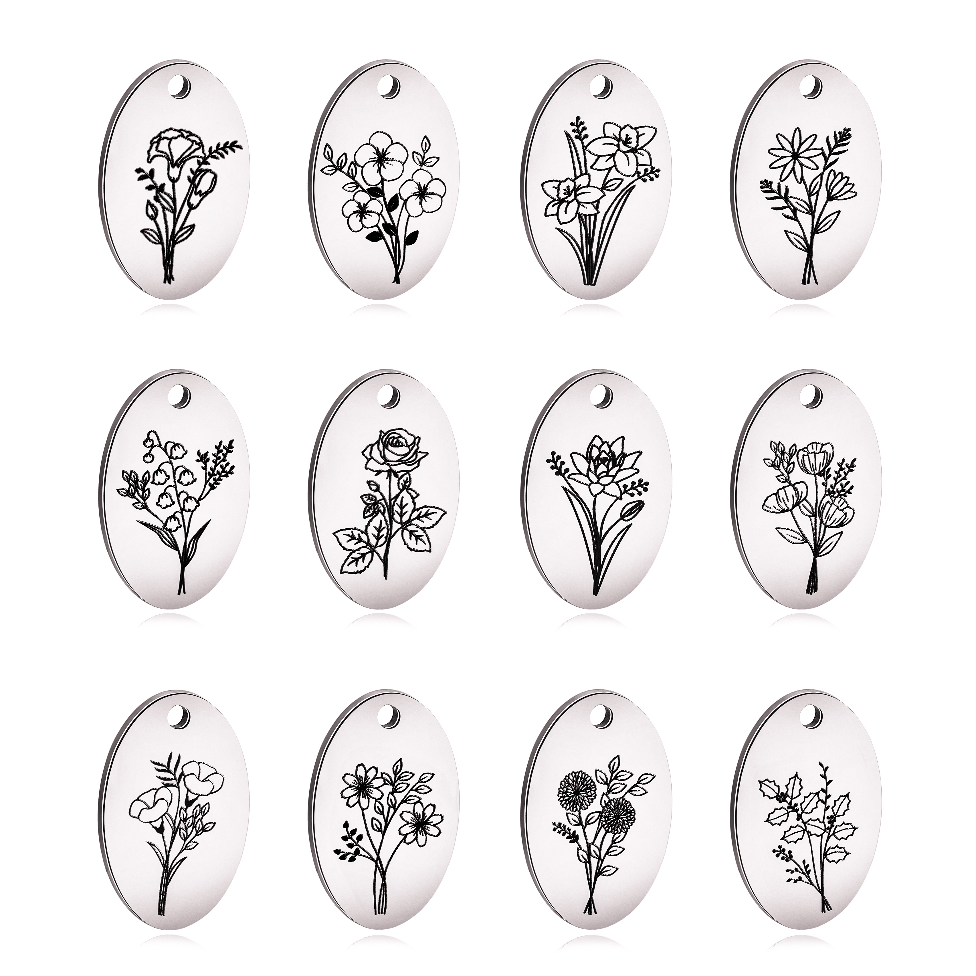 5 Stück ovale Geburts monat Bl – Birth Flower Necklace Bewertung und Preis