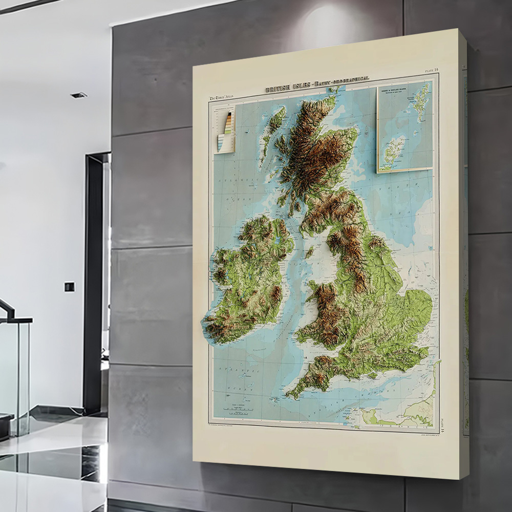 3D-Reliefkarte der britischen  – Custom Map Poster Bewertung und Preis