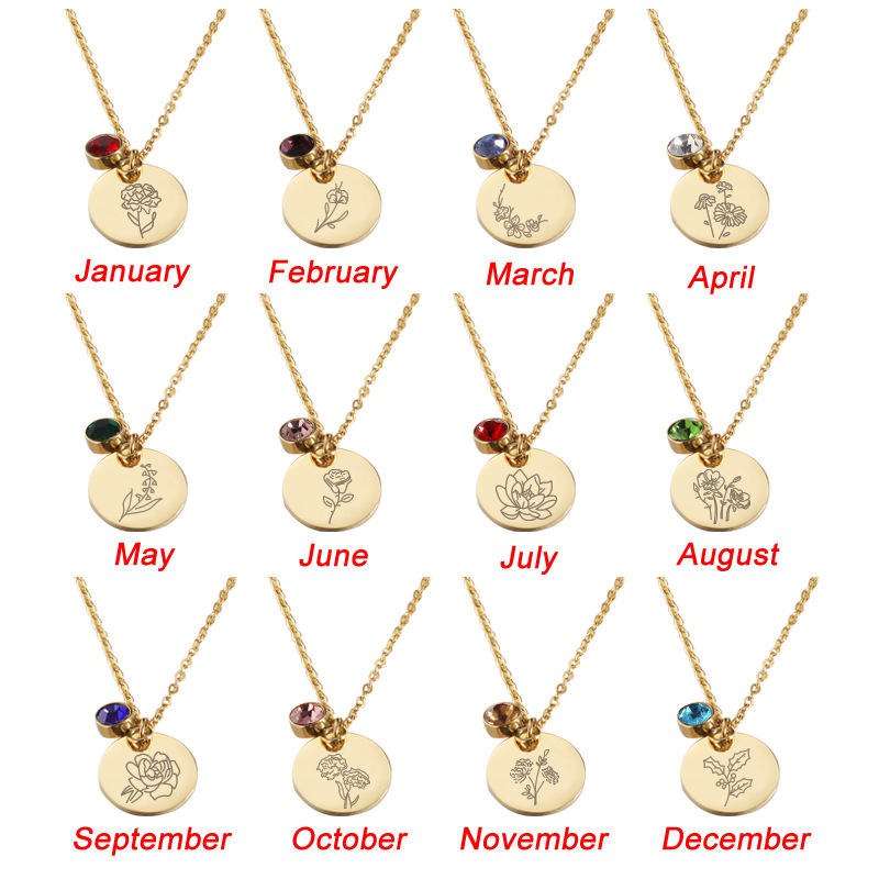 Kristall Birthstone Halskette  – Birth Flower Necklace Bewertung und Preis