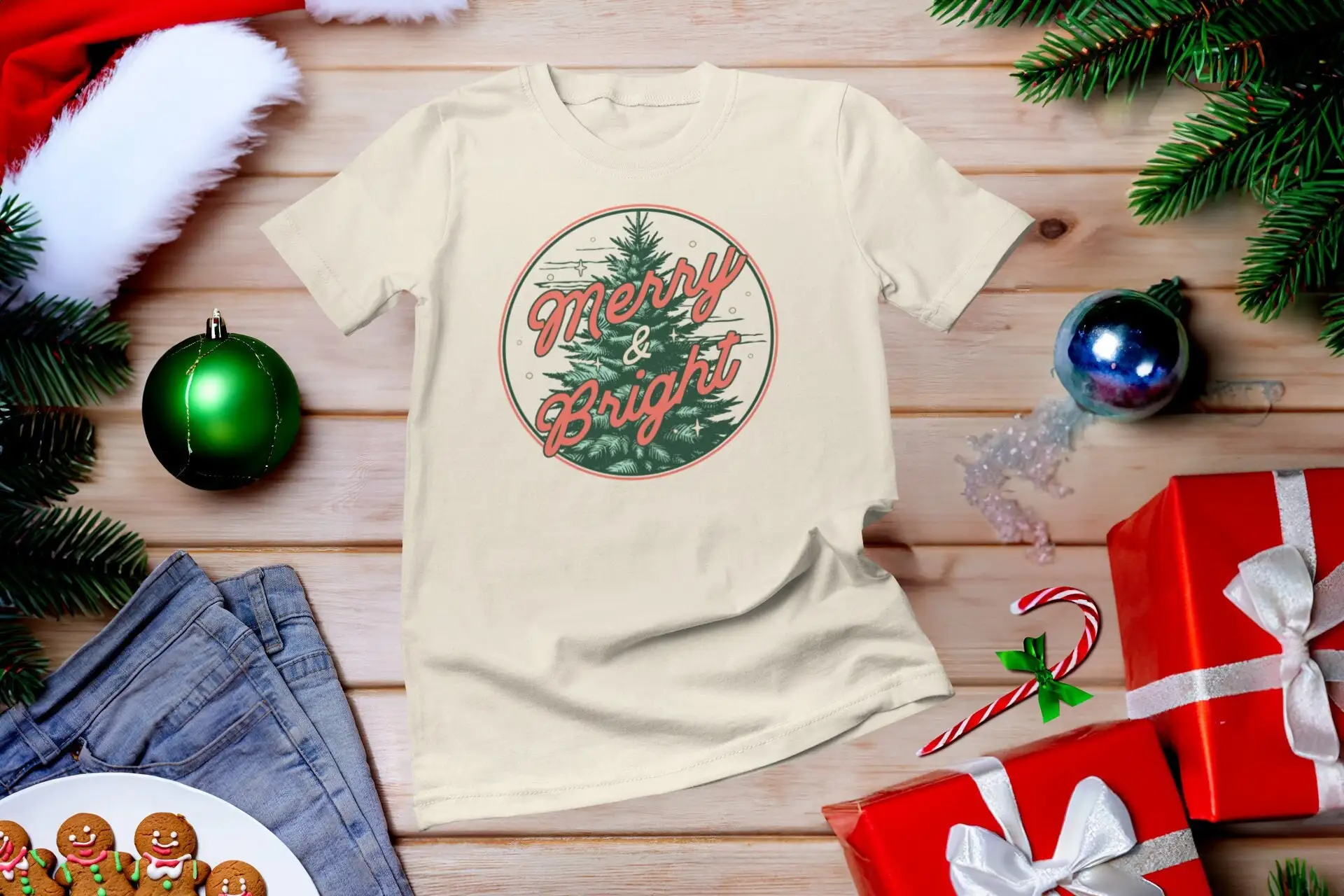 Merry and Bright T-Shirt mit B – Family Tree Print Bewertung und Preis