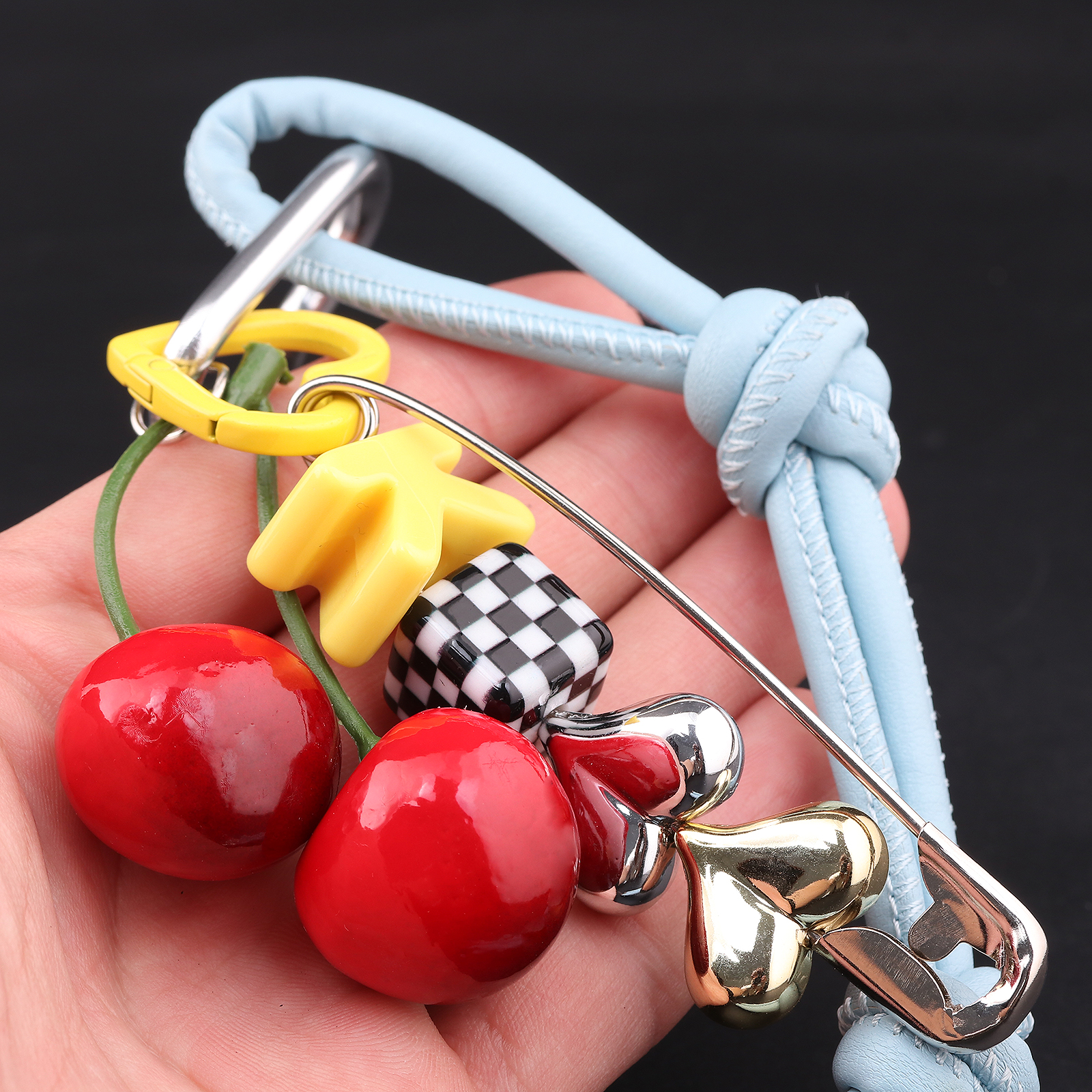 Y2k süße Kirsche Alphabet PU L – Monogram Keychain Leather Bewertung und Preis