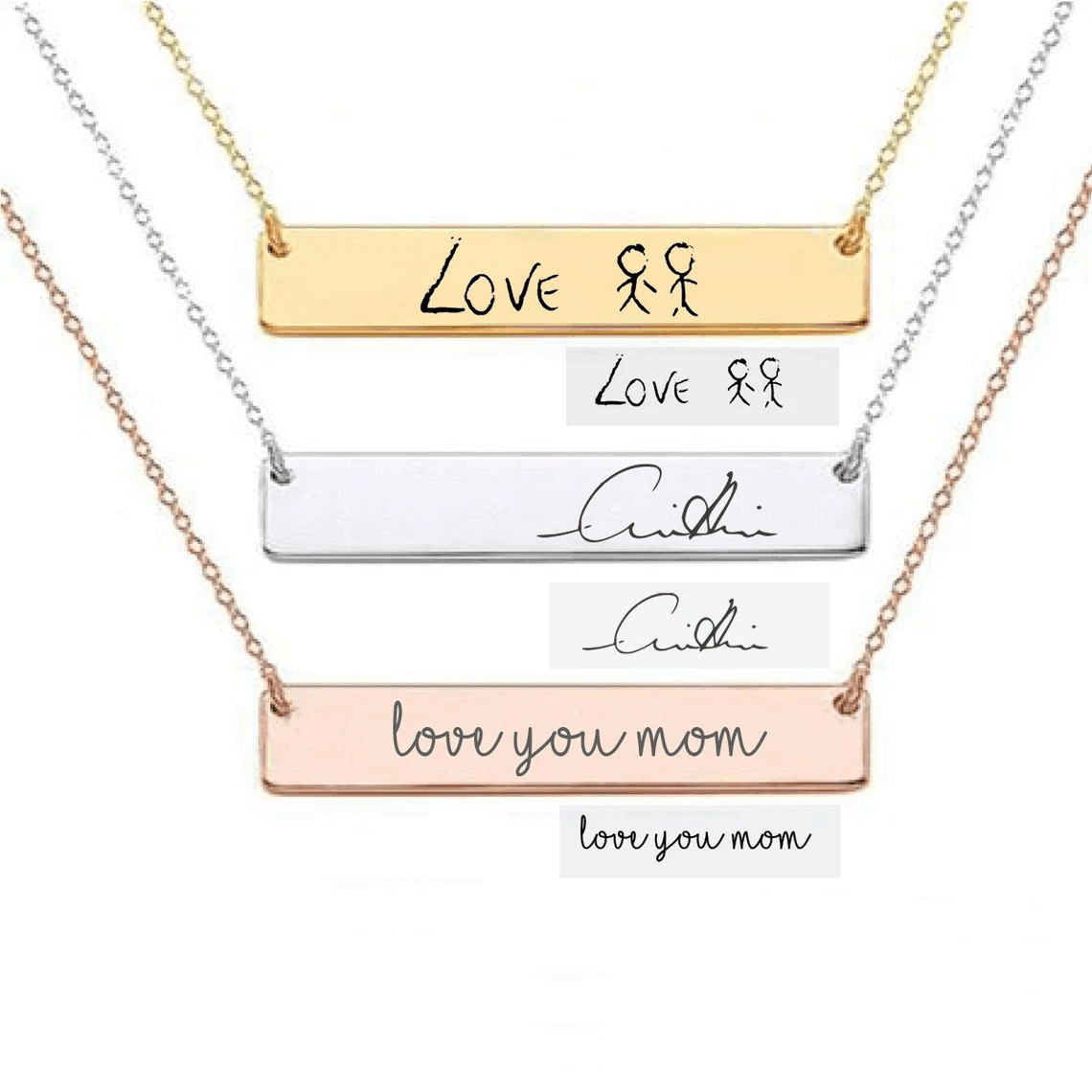 Actual Handwriting Bar Necklac – Handwriting Necklace Bar Bewertung und Preis