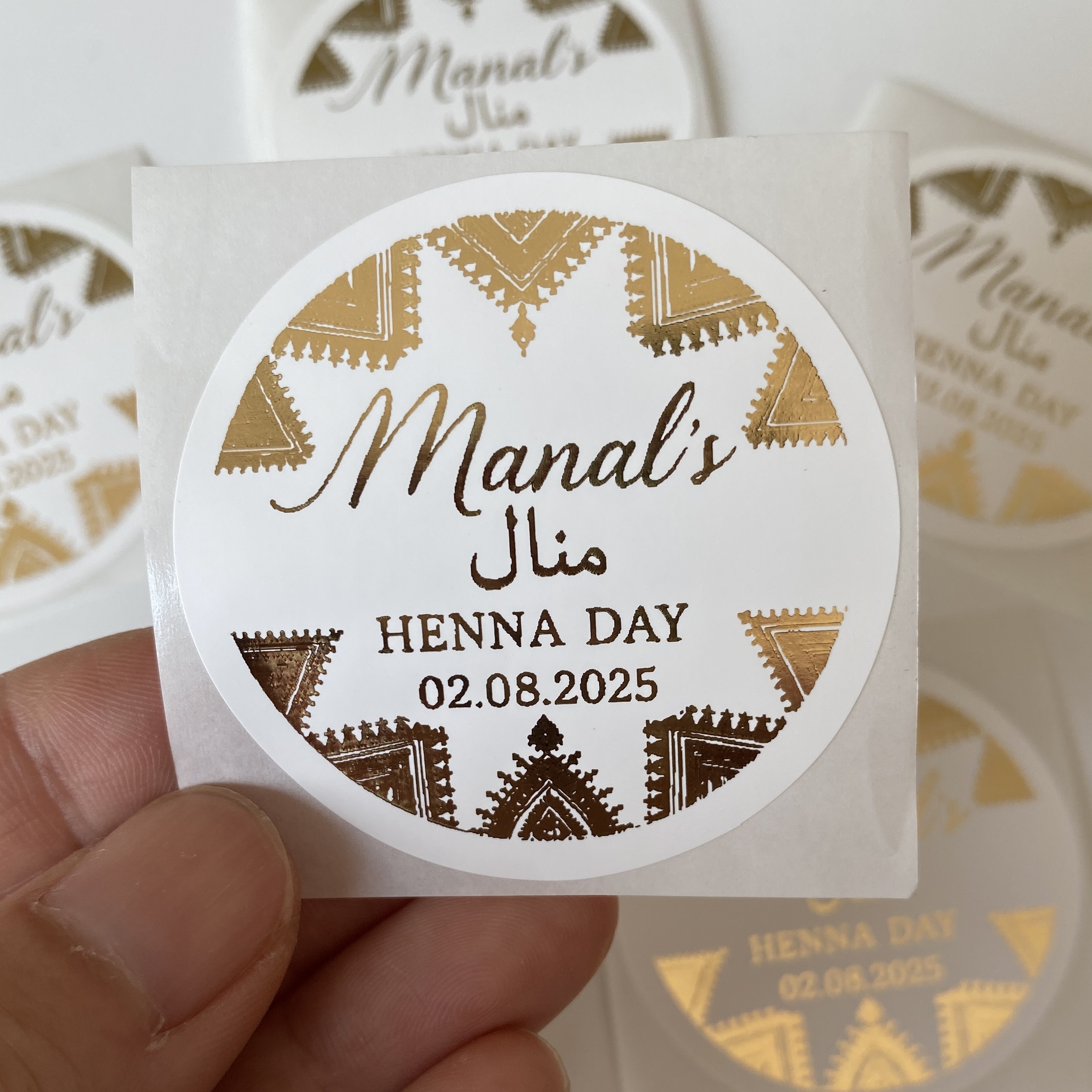 Grüne Mehndi-Dekorationen aus  – Personalised Candle Label Bewertung und Preis