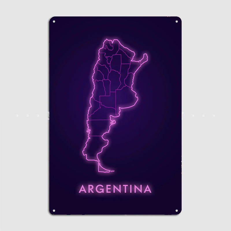 Argentinien Neon-Karte Metalls – Custom Map Poster Bewertung und Preis